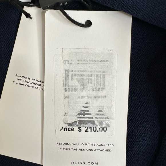 Reiss Navy and White Striped Full Zip Polo - Picture 7 of 8